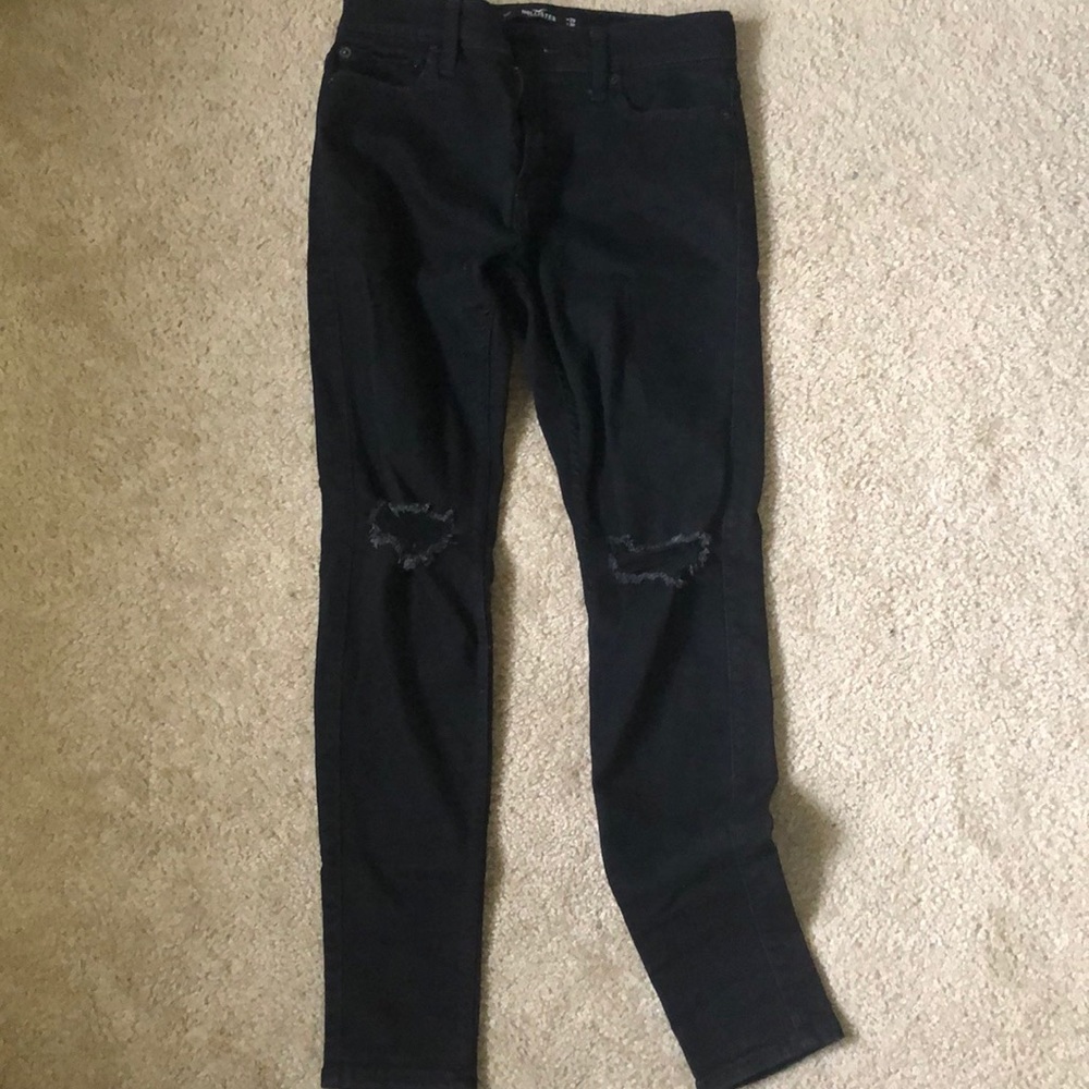 Hollister Super Skinny Black Jeans (distressed)